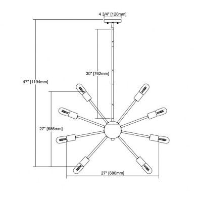Oil Rubbed Bronze Sputnik 12-Light Chandelier