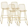 HOMCOM Modern Bar Stools, Metal Wire Bar Height Barstools, 30" Seat Height Bar Chairs for Kitchen with Back and Footrest, Set of 4, Gold - 4 of 4