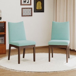 Coolbibila Mid Century Modern Armless Fabric Upholstered Dining Chairs Set Of 2,Solid Wood Legs High Back Kitchen Dining Room Chairs - 1 of 4
