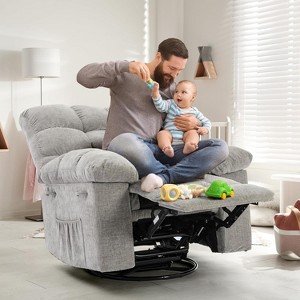 Recliner Chair,360° Swivel Rocker Chair for Small Spaces,Upholstered Fabric Glider Nursery Chair with Side Pockets for Living Room - 1 of 4