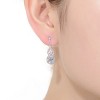 Guili Sterling Silver Rhodium Plated Clear Pear and Round Cubic Zirconia Halo with Open Pear Drop Earrings, a True Classic of Sheer Elegance - 2 of 3