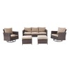 Sonkuki 5-Piece Patio Conversation Set with Swivel Rocking Chair, Navy Blue Cushion - 2 of 4