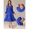 INSPIRE CHIC Women's V Neck Lantern Sleeve Ruffle Flowy A-Line Elegant Midi Dress - 2 of 4