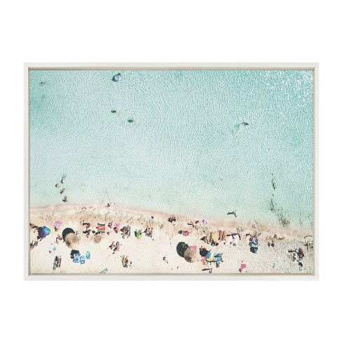 Sylvie Turquoise Beach from Above Framed Canvas by Amy Peterson Art Studio White - Kate & Laurel All Things Decor - image 1 of 4