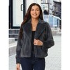 Seta T Women's Fashion Long Sleeve Faux Fur Fluffy Notch Lapel Cropped Jacket - 3 of 4