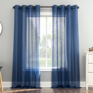 No. 918 1pc 59"x95" Emily Sheer Voile Grommet Curtain Panel Royal Blue - 1 of 4