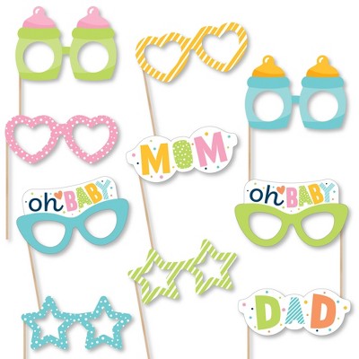 Baby Gender Reveal Glasses - Paper Card Stock Team Boy or Girl Party Photo  Booth Props Kit - 10 Count