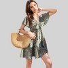 Anna-Kaci Women's Floral Print Tie-Front Dress with Puff Sleeves and Tiered Skirt - 3 of 4
