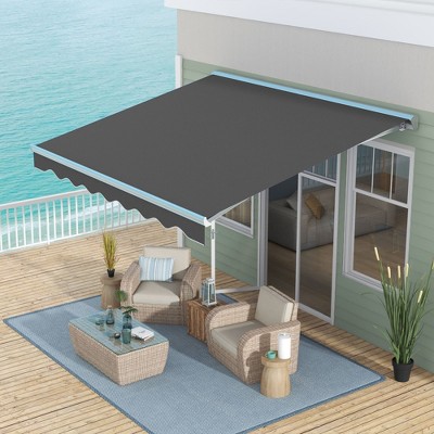 Sapphtopaz 13' x 10' Retractable Awning Patio Awnings Sunshade Shelter UV-Resistant with Motor Retraction Manual Crank Handle