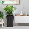 16 Inch Tall Planter Set of 2 Large Rattan Flower Pot with 2 Trays - 4 of 4