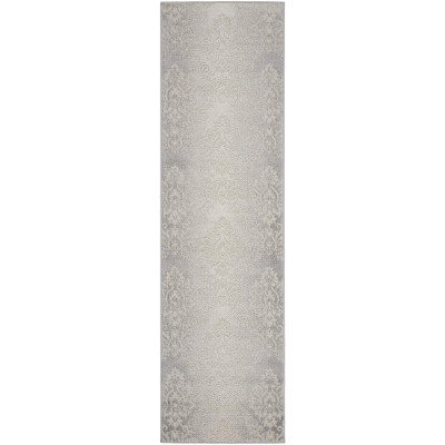 Elation Ivory Grey Handmade Floral Synthetic Area Rug