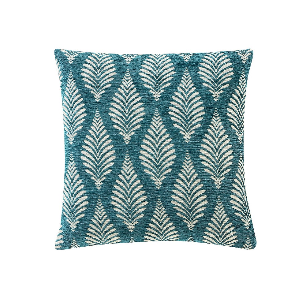 Photos - Pillow 18"x18" Home Rennes Chenille Leaf Square Throw  Blue - VCNY