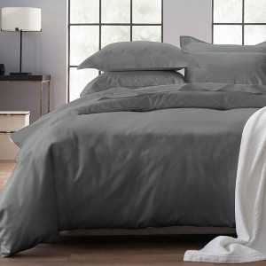 Duvet Cover Set 100% Cotton Sateen - Button Closure, Corner Ties by California Design Den - 1 of 4