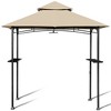 Costway 8' x 5' Outdoor Patio Barbecue Grill Gazebo w/ LED Lights 2-Tier Canopy Top Tan - 2 of 4
