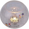 Pavilion Gift Company - Blessed - 5" Crackled Glass Votive Holder - Candle Holders - 4 of 4