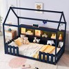 CAVINAS Twin Size Childlike House Bed Frame with Storage Bookshelf & LED Light,Modern Floor Bed for Kids Room,Bedroom,Playroom - 2 of 4