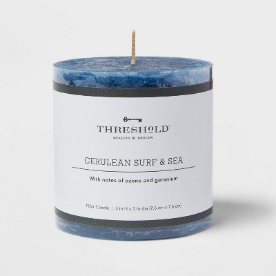 Photo 1 of 3 x 3 Pillar Candle Cerulean Surf and Sea Navy - Threshold