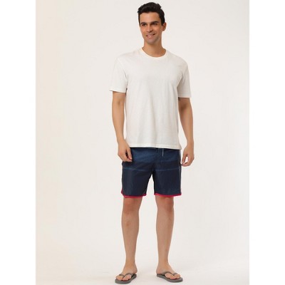 Мужские шорты INSPIRE CHIC Men's Summer Drawstring Color Block Printed Swim Beach Shorts Red Navy 32 — фото 3