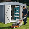 8x8 FT Outdoor Metal Storage Shed, Large Lockable Utility Tool Shed with Air Vents, Garden Shed Storage House for Garden Patio Lawn Backyard, Brown - 4 of 4