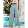 Clearlove Women Summer Elastic High Waisted Cotton Linen Palazzo Pants Wide Leg Long Lounge Pant Trousers with Pocket - 4 of 4