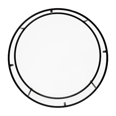 38" Round Glass Coffee Table with Matte Black Metal Base