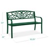 Best Choice Products Outdoor Steel Bench Garden Patio Porch Furniture w/ Floral Design Backrest - 2 of 4