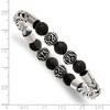 Chisel Stainless Steel Antiqued and Polished with 8mm Lava Stone BeadedStretch Bracelet - 4 of 4
