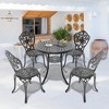 5-Piece Patio Set: Round Table & 4 Chairs - Cast Aluminum, All-Weather/Umbrella Hole & Adjustable Legs for Balcony/Backyard - 2 of 4