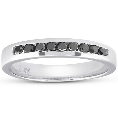 Pompeii3 1/4 Ct Black Diamond Channel Set Wedding Ring 10k White Gold