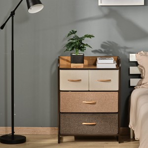 XIYUYEU 4-Drawer Dresser with Fabric Drawers 3-Tier Closet Organizers and Storage with Wooden Top, Brown - 1 of 4