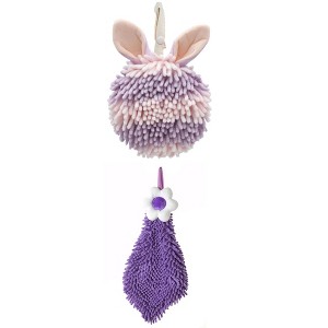 REGALWOVEN 2 Packs Soft Absorbent Flower and Rabbit Shape Decorative Chenille Hand Towel for Bathroom 6" x 15"/7" x 7" - 1 of 4
