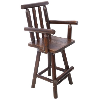VYNXARIA Rustic Bar Stool£¬Fir Wood Construction,Wide Armrest, Rustic Kitchen Stool,Tall Bistro Chair for Dining Room, Restaurant,Brown