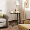 FurnitureR End Table C Shaped, Snack Side Table with Rolling Wheels for Sofa Couch and Bed, Portable, Easy Assembly, Metal Frame, Rustic Brown - 2 of 4