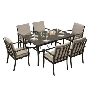 HAPPATIO 7 Piece Aluminum Patio Dining Set, Outdoor Dining Table and Chairs Set - 1 of 4