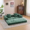 TiramisuBest Convertible Floor Couch Sofa Bed with Armrests & Pillow Back, Chenille Futon Sleeper, Foldable Lounge Sofa for Living Room, Light Blue - 4 of 4