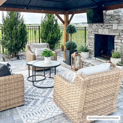 Hauteloom Armen Cream&Blue Outdoor Rug