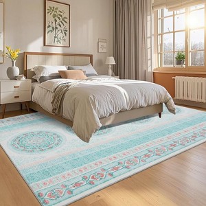 Acekool Vintage Runner Rug - Washable 2x6 Non-Slip Carpet in Orange - 1 of 4