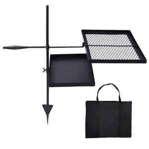 NAYSAYE Grill Racks Swivel Campfire Grill Skillet Combo with Adjustable Grate for Outdoor Cooking, Black, 31.1"*15.4"*31.9" - 1 of 4