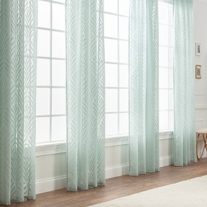 Chanasya 2pk Leaf Voile Sheer Window Curtain Panels - Set of 2 - 1 of 4