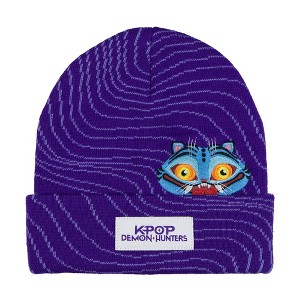 K-Pop Demon Hunters Beanie Peek A Boo Derpy Tiger Design Knit Cuffed ...