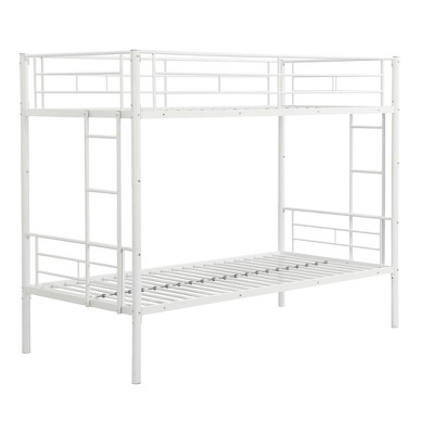 NicBex Twin Over Twin Bunk Bed with Guardrail,Metal Loft Bed with Ladder and Converts to 2 Twin Beds,Noise Reduced Bunk Beds for Bedroom,White