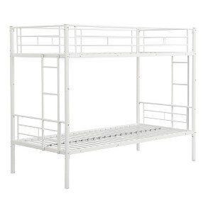 NicBex Twin Over Twin Bunk Bed with Guardrail,Metal Loft Bed with Ladder and Converts to 2 Twin Beds,Noise Reduced Bunk Beds for Bedroom,White - 1 of 4