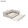 Modern Beige Linen Upholstered Platform Bed With Convenient USB Ports And Twin Size Trundle, Durable And Space Saving-The Pop Home - 4 of 4