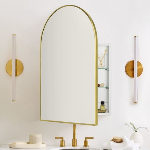 Tehome 20 X 30'' Brushed Gold Arched Bathroom Medicine Cabinet With ...