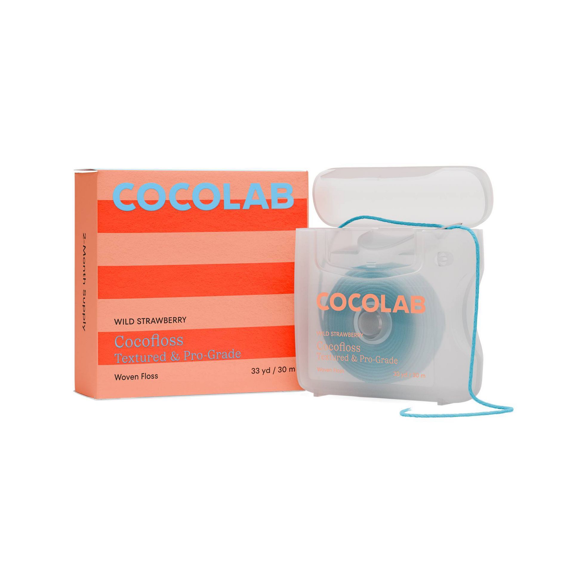 Cocolab Cocofloss Refillable Woven Expanding Dental Floss - Wild Strawberry - 33yd