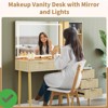 Fluted Makeup Vanity Desk w/ 36" LED Mirror 3 Lighting Modes Tempered Glass Top Dressing Table Set - 5 Drawers - 3 of 4