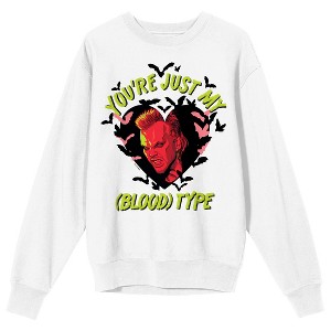 Lost Boys David You're Just My (Blood) Type Crew Neck Long Sleeve Adult White Sweatshirt - 1 of 3