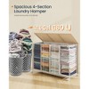 Natural Beige & Matte White 4 - Compartment Laundry Hamper. 47.6 Gal Laundry Sorter on Wheels, with Lid, Removable Liners & Handles - 4 of 4