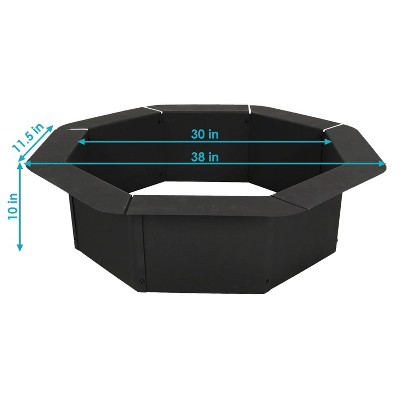 38" Black Steel Octagonal Wood-Burning Fire Pit Ring
