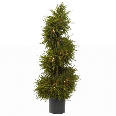 Nearly Natural 43-in Cedar Spiral Topiary w/Lights